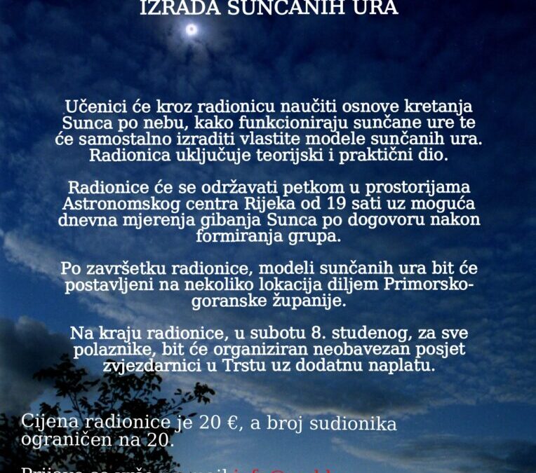 Poziv na radionicu „Izrada sunčanih ura“